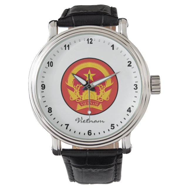 Montre Elégante Viêt Nam Watch & drapeau vietnamien / Han (devant)