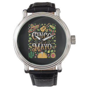 Montre Éléments de fête mignons de la fête Cinco De Mayo