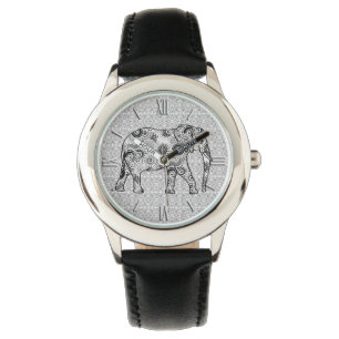 Montre Éléphale tourbillon fractal - gris, noir et blanc