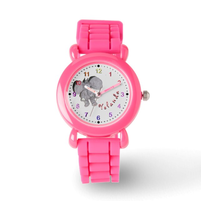 Montre - Eléphant avec nom (Recto)