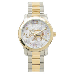 Montre Éléphant doré faux diamant paillettes bijou glamou