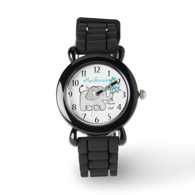 Montre Eléphant En vichy Fleur Girl (Recto)