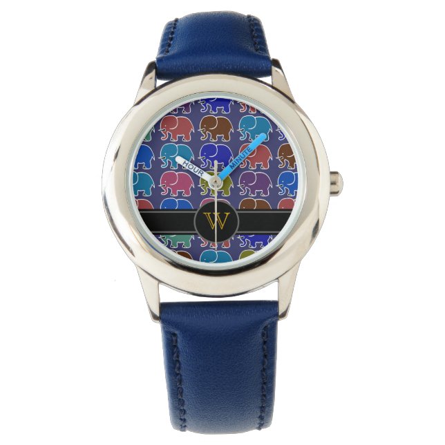 Montre éléphant . monogramme . initial (devant)