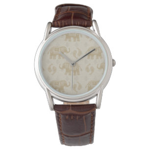 Montre Elephant Motif de la caravane Kaki