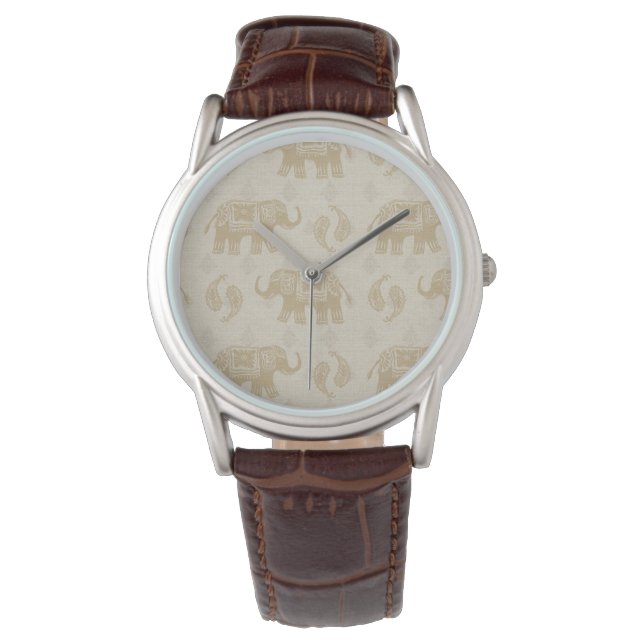 Montre Elephant Motif de la caravane Kaki (devant)