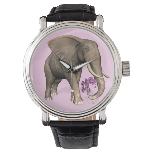 Montre Elephant With Pink Orchid (devant)
