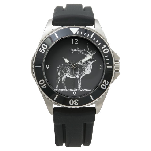 Montre Elk taureau de Regal en noir et blanc (devant)