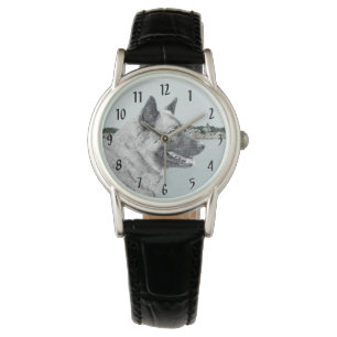 Montre Elkhound norvégien à la peinture de village - Chie