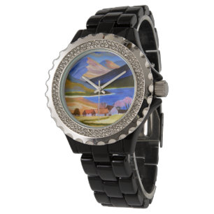 Montre Émail noir strass