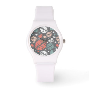 Montre Embrassez L'Impression Et Le Motif Coeur