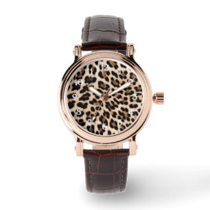 Montre Empreinte de léopard noir Brown crémeux