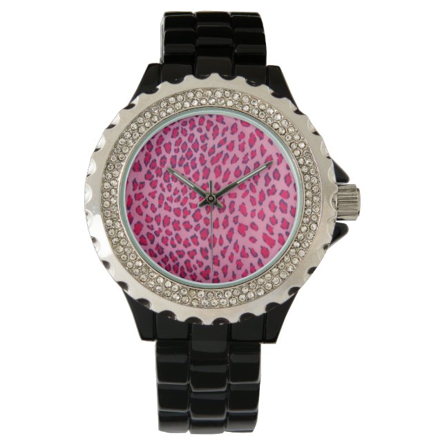 Montre Empreinte de léopard rose (devant)
