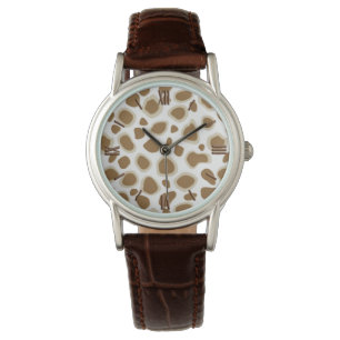 Montre Empreinte de léopard - Taupe Tan et Blanc