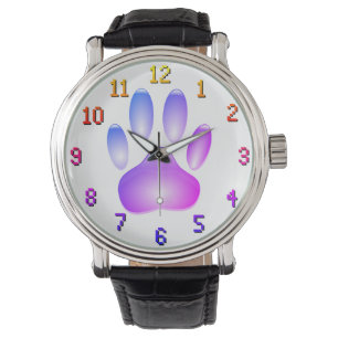 Montre Empreinte de patte en verre coloré Faux