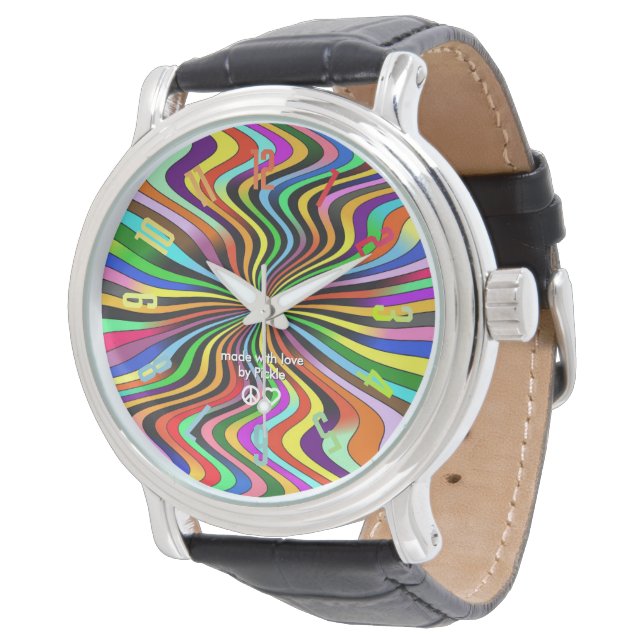 Montre en acier inoxydable arc-en-ciel infini (Incliné)