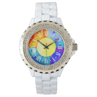 montre en aquarelle colorée