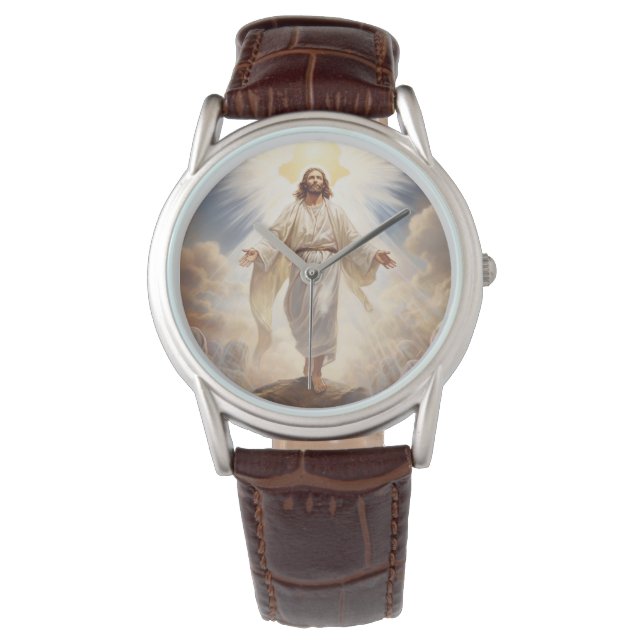 Montre en cuir classique pour hommes-Jésus (devant)
