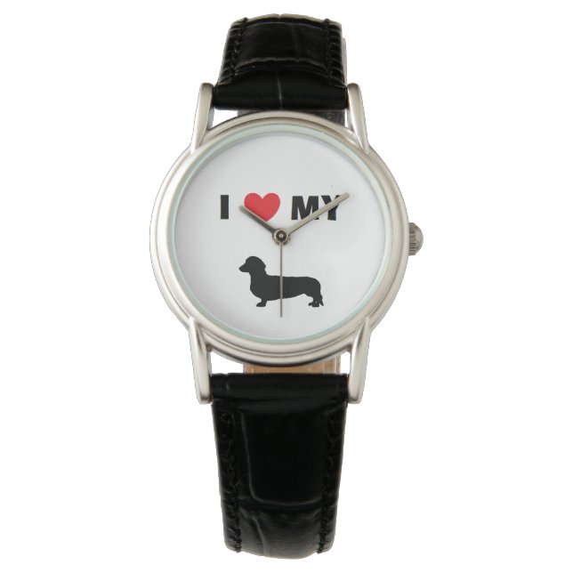 Montre en cuir "Dachshund" (devant)