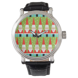 Montre en cuir de Père Noël géométrique rétro