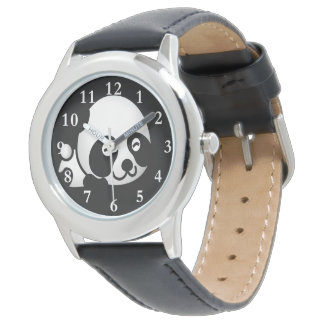 Montre en cuir inoxydable de Panda Bear pour enfan