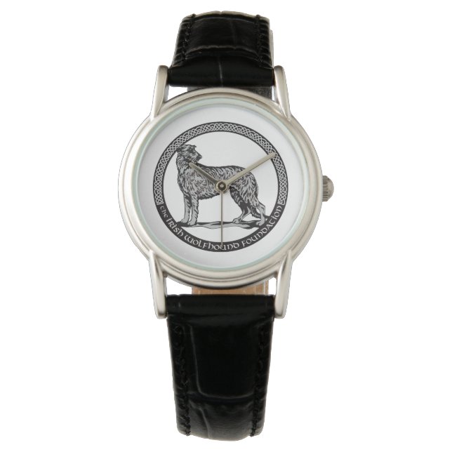 Montre en cuir noir (devant)