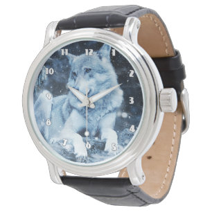Montre en cuir noir Imaginaire Wolf Hommes