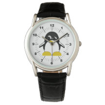 Montre en cuir noir manchot pour homme