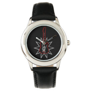 Montre en cuir noir pour enfant - Rock n'Roll