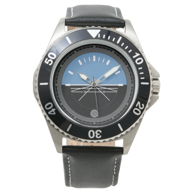 Montre en cuir noir pour hommes (devant)