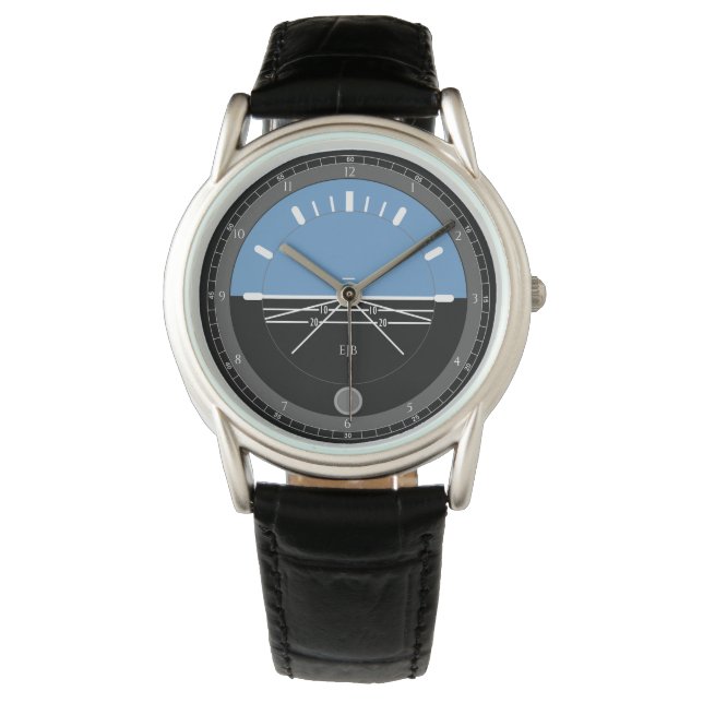 Montre en cuir noir pour hommes (devant)