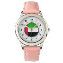 Montre en cuir rose Drapeau Emirats pour enfant