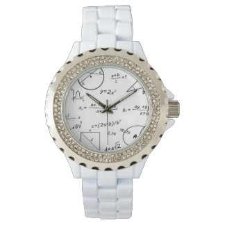 Montre en émail blanc en strass féminin Whiteboard