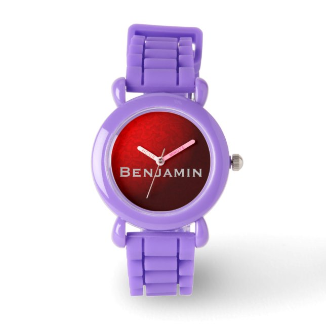 Montre en métal rouge et Parties scintillant avec  (Recto)