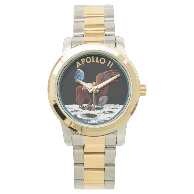 Montre en or du logo Apollo 11 de la NASA (devant)