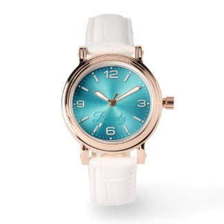 Montre en or rose avec cadran turquoise élégant