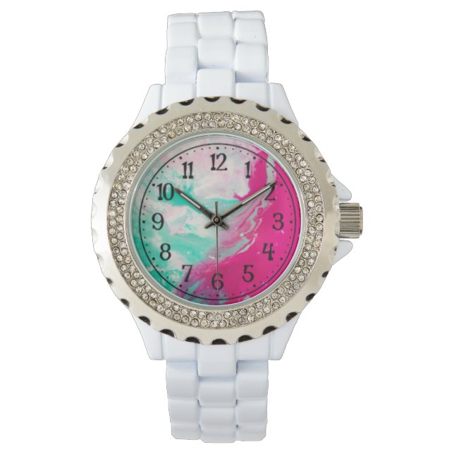 Montre en pierre blanche pour femmes (devant)