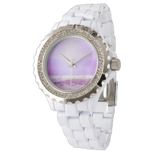 Montre en pierre blanche violette Ocean & Sky