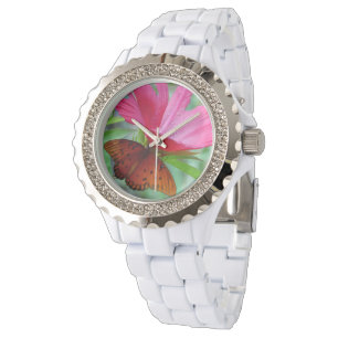 Montre en Rhestone féminin avec papillon et fleur