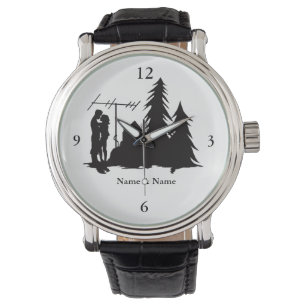 Montre en silhouette du couple de baisers de Ham R