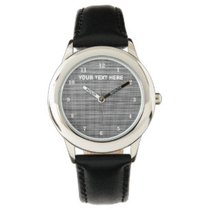 Montre en tissu gris Faux avec texte personnalisé