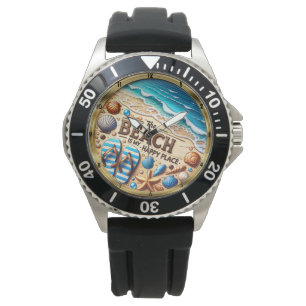 Montre Endroit heureux de la plage coquillage