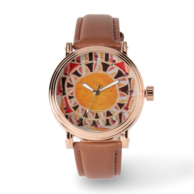 Montre ÉNERGIE SOLAIRE SOLAIRE AU SOLEIL/ Orange Jaune, B (Recto)