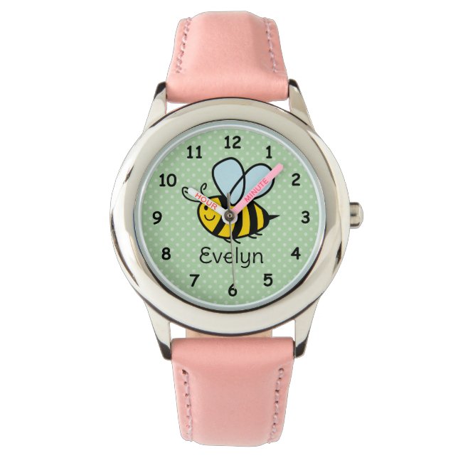 Montre enfant personnalisée avec dessin d'abeille  (devant)
