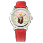 Montre enfant rose floral personnalisé Panda rouge
