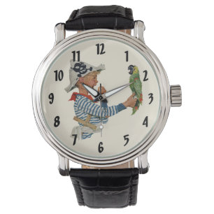 Montre Enfant vintage, Garçon Jouant Pirate Parrot Bird