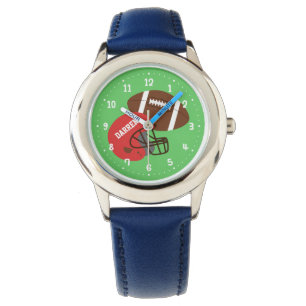 Montre Enfants de football américain et casque rouge