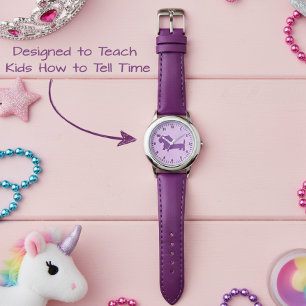 Montre Enfants filles pourpre Dachshund Temps d'apprentis