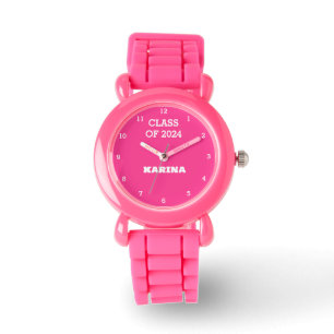 Montre Enfants Grad Girl Pink Graduation Nom de l'école