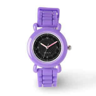 Montre Enfants Noir & Blanc Glob Girl Nom Purple Strap