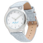 Enfants Nom Blue Leather Strap Boys Custom Watch